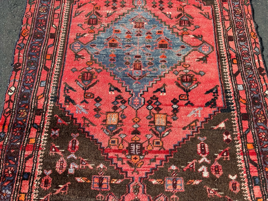 Vintage Hand-Knotted Wool Geometric Tribal Persian Area Rug 38.5 X 79 [Photo 7]
