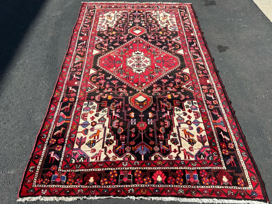 Vintage Hand-Knotted Wool Geometric Tribal Persian Area Rug 65 X 111 [Photo 3]