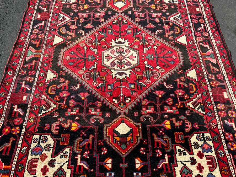 Vintage Hand-Knotted Wool Geometric Tribal Persian Area Rug 65 X 111 [Photo 9]