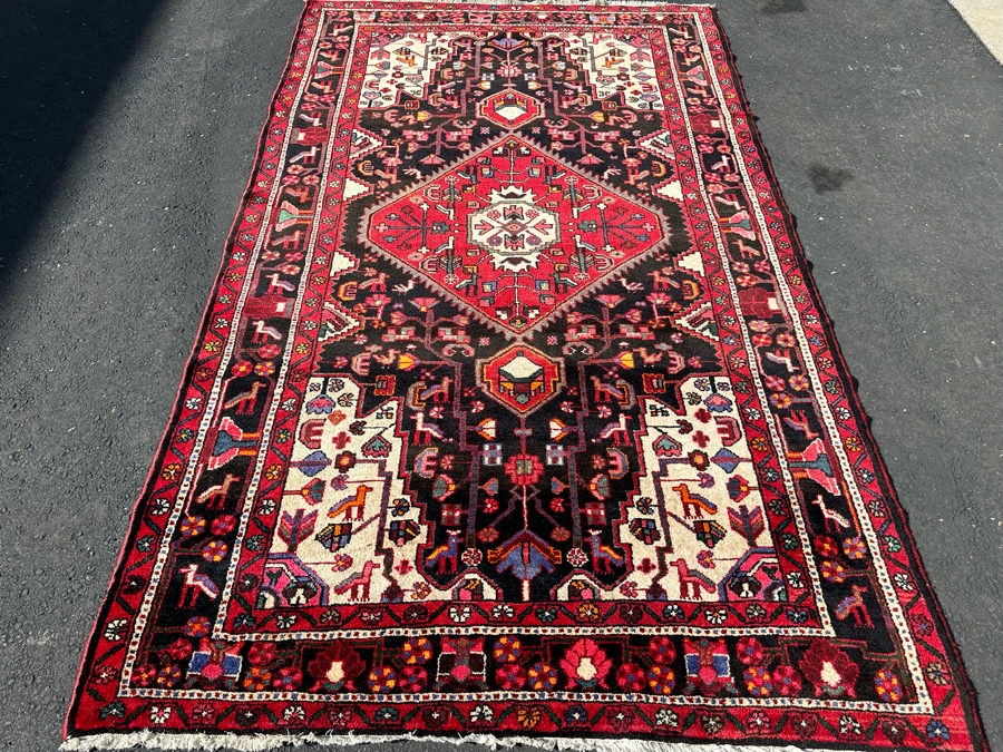 Vintage Hand-Knotted Wool Geometric Tribal Persian Area Rug 65 X 111 [Photo 4]