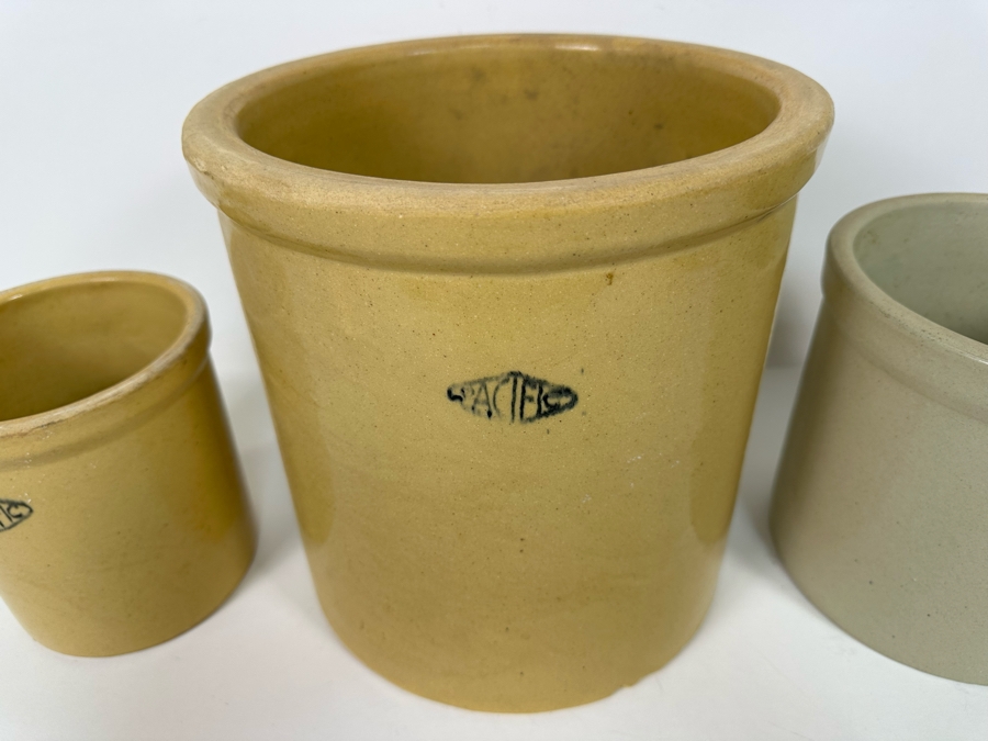 Set Of Three Pacific Stoneware Crocks Pots 10.5R, 8R And 6R [Photo 10]