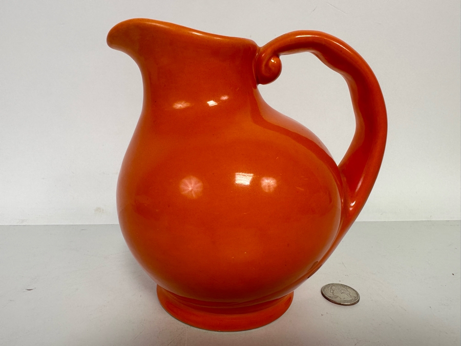 Vintage Mid-Century Modern Orange Pitcher By Metlox Poppytrail 246 6H [Photo 3]