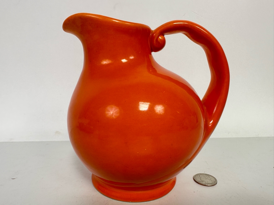 Vintage Mid-Century Modern Orange Pitcher By Metlox Poppytrail 246 6H [Photo 2]