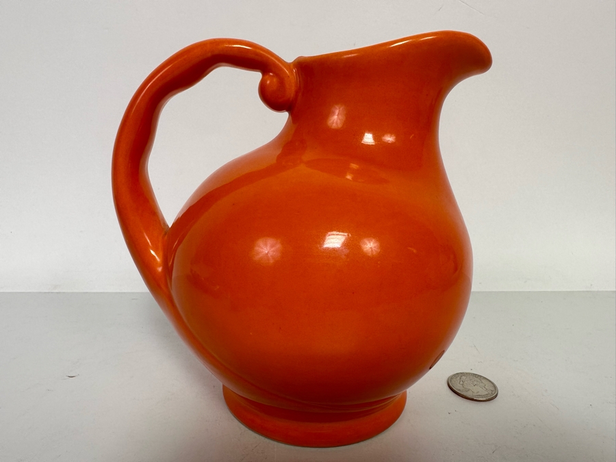 Vintage Mid-Century Modern Orange Pitcher By Metlox Poppytrail 246 6H [Photo 5]