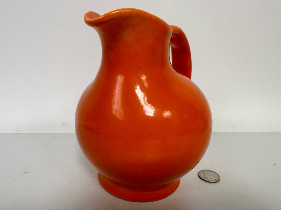 Vintage Mid-Century Modern Orange Pitcher By Metlox Poppytrail 246 6H [Photo 4]