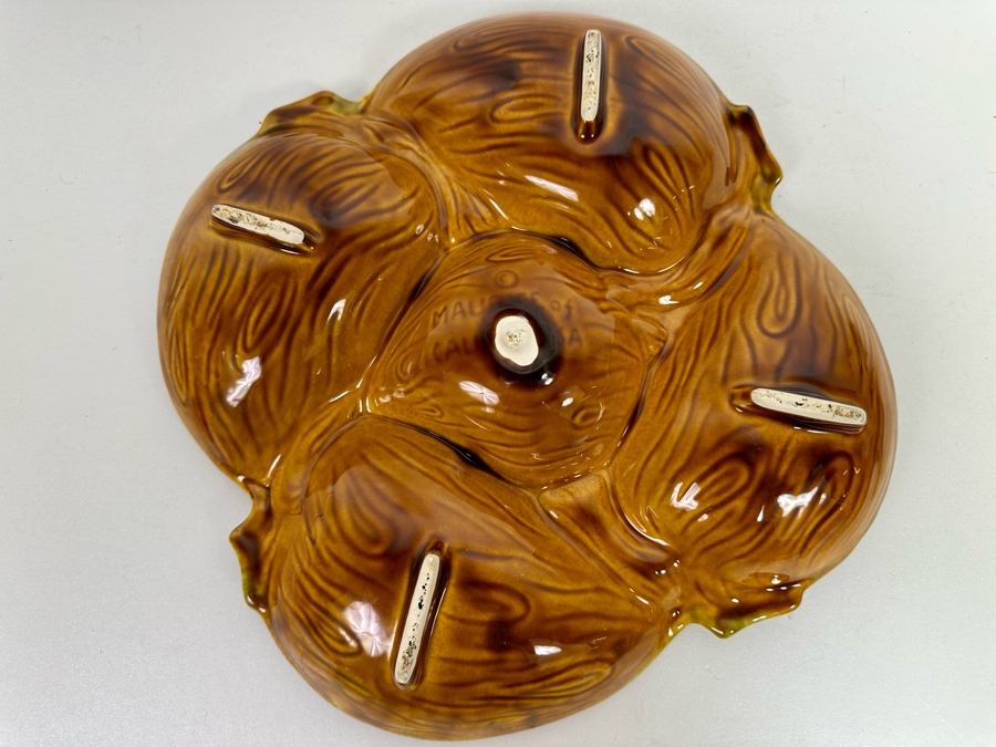 Mid-Century Modern Maurice Of California USA Pottery Leaves Leaf Divided Dish 12R X 2H [Photo 7]