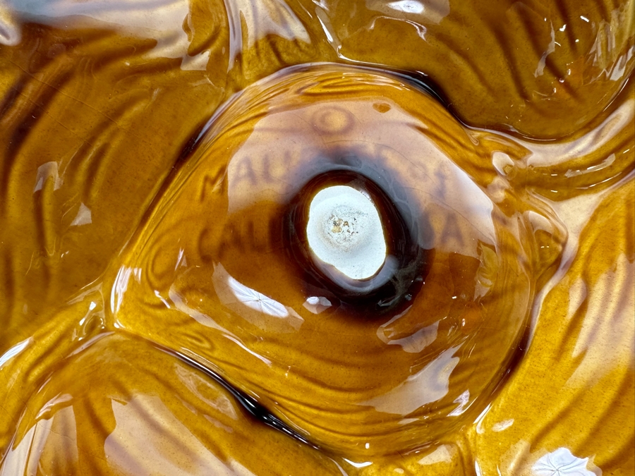 Mid-Century Modern Maurice Of California USA Pottery Leaves Leaf Divided Dish 12R X 2H [Photo 10]