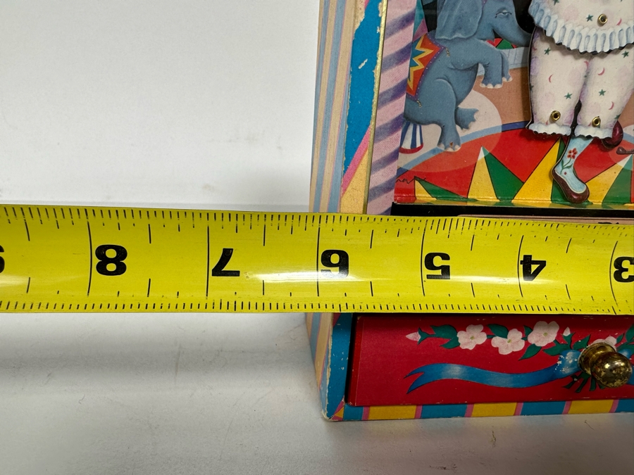 Vintage Circus Dancing Clown Music Diorama Box With Drawer 'Dancing Pierrot' 6W X 3D X 8H [Photo 8]