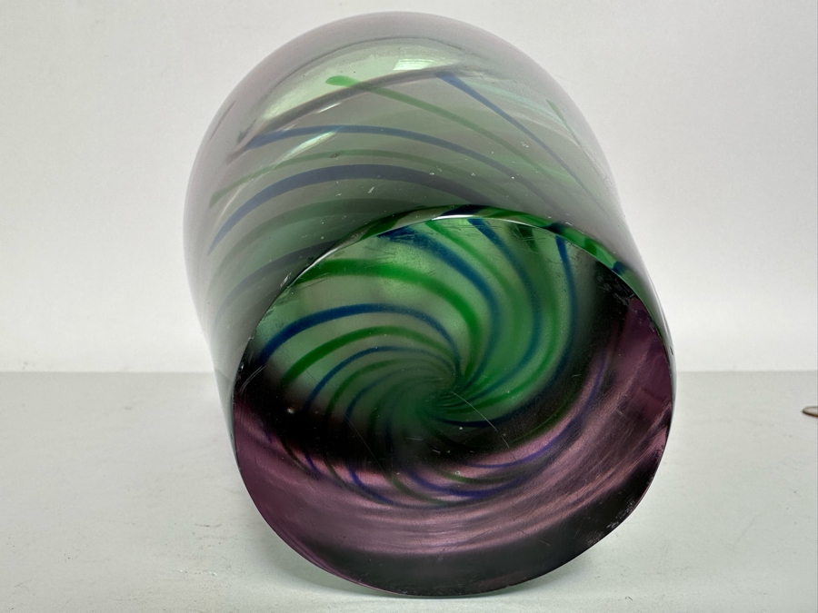 Vintage Murano Italian Art Glass Vase Very Heavy Venezia With Original Tag 6W X 9.5H [Photo 16]