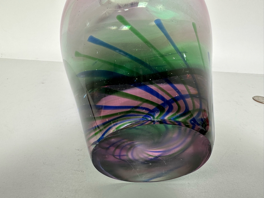 Vintage Murano Italian Art Glass Vase Very Heavy Venezia With Original Tag 6W X 9.5H [Photo 15]