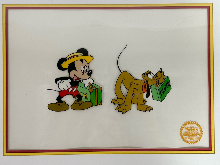 Walt Disney Limited Edition Serigraph Cel From 1940 Animated Film 'Mr. Mouse Takes A Trip' Featuring Mickey Mouse And Pluto Limited To 9,500 13.5 X 9.5 Framed 21 X 17 [Photo 4]