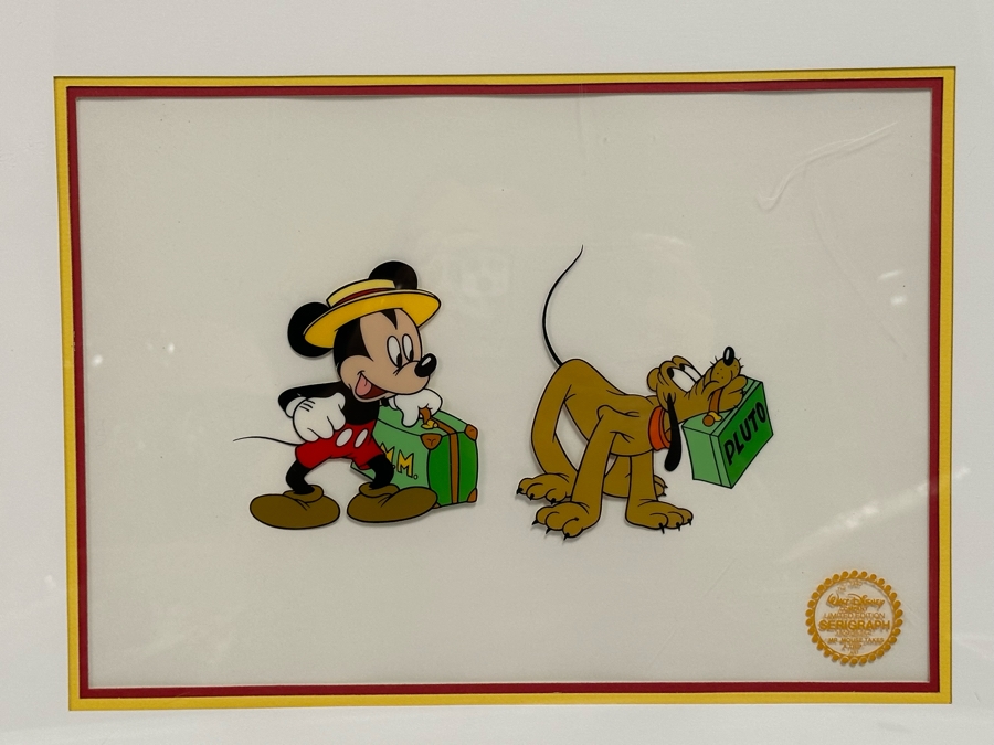 Walt Disney Limited Edition Serigraph Cel From 1940 Animated Film 'Mr. Mouse Takes A Trip' Featuring Mickey Mouse And Pluto Limited To 9,500 13.5 X 9.5 Framed 21 X 17 [Photo 2]
