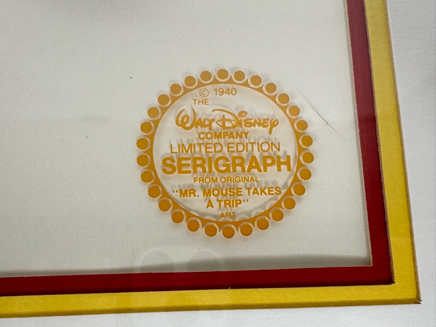 Walt Disney Limited Edition Serigraph Cel From 1940 Animated Film 'Mr. Mouse Takes A Trip' Featuring Mickey Mouse And Pluto Limited To 9,500 13.5 X 9.5 Framed 21 X 17 [Photo 8]