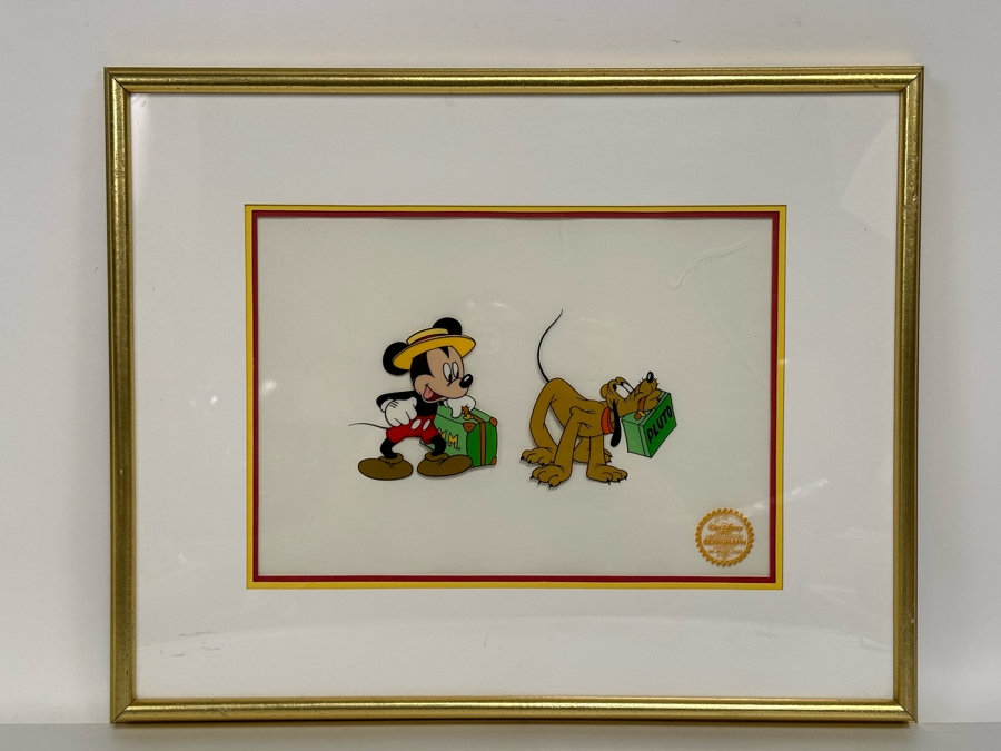 Walt Disney Limited Edition Serigraph Cel From 1940 Animated Film 'Mr. Mouse Takes A Trip' Featuring Mickey Mouse And Pluto Limited To 9,500 13.5 X 9.5 Framed 21 X 17 [Photo 3]