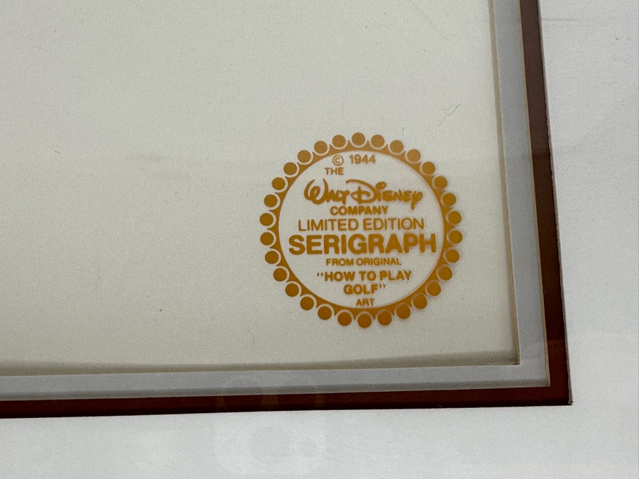 Walt Disney Limited Edition Serigraph Cel 'How To Play Golf' Featuring Pluto Limited To 9,500 13.5 X 9.5 Framed 21 X 17 [Photo 6]