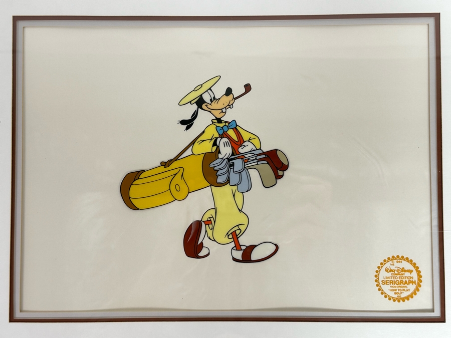 Walt Disney Limited Edition Serigraph Cel 'How To Play Golf' Featuring Pluto Limited To 9,500 13.5 X 9.5 Framed 21 X 17