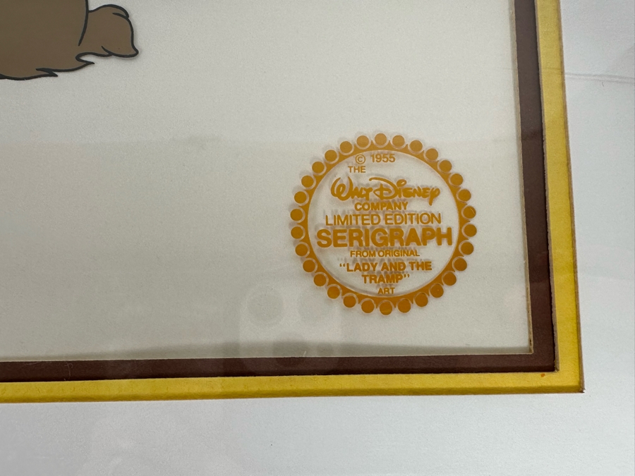 Walt Disney Limited Edition Serigraph Cel 'Lady And The Tramp' Limited To 9,500 13.5 X 9.5 Framed 21 X 17 [Photo 4]