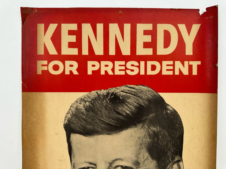 Vintage Sixties Kennedy For President Campaign Ad Poster 'Leadership For The 60's' 13 X 21 [Photo 5]