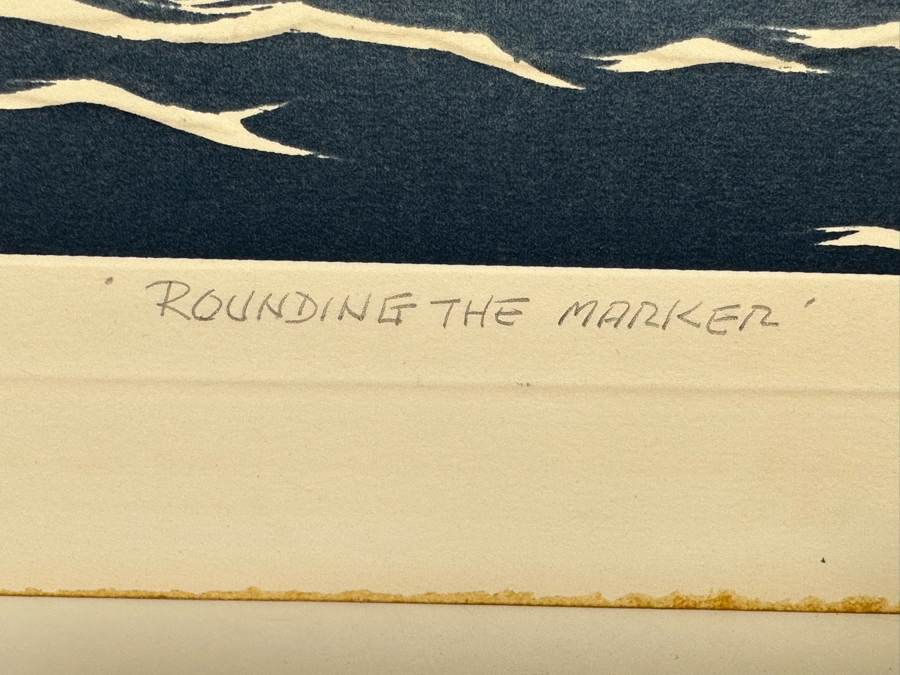 Limited Edition Signed Sailing Embossed Serigraph By Warren Woodward Titled 'Rounding The Marker' 41 X 23 [Photo 6]
