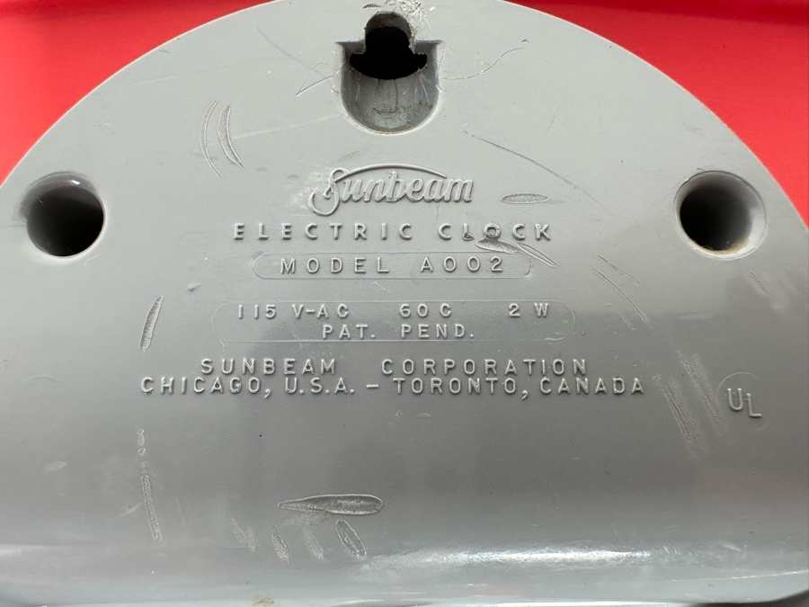 Mid-Century Sunbeam Electric Wall Clock Model A002 9.5 X 6.5 [Photo 8]