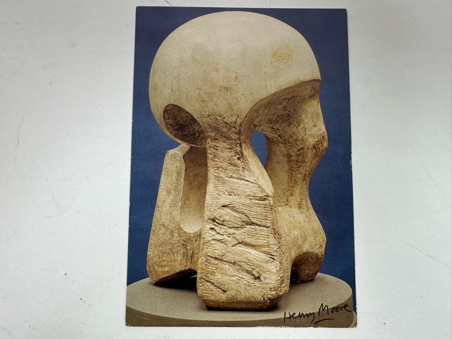 Henry Moore (1831-1895, United Kingdom) Hand Signed Art Gallery Of Ontario Postcard Of The Atom Piece (Working Model For Nuclear Energy) 1964-1965 6 X 4 [Photo 2]