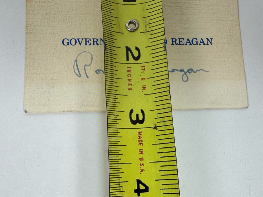 Vintage Hand Signed Ronald Reagan Governor Ronald Reagan Business Card 3.75 X 2.75 And Pair Of Vintage Reagan Pins [Photo 12]