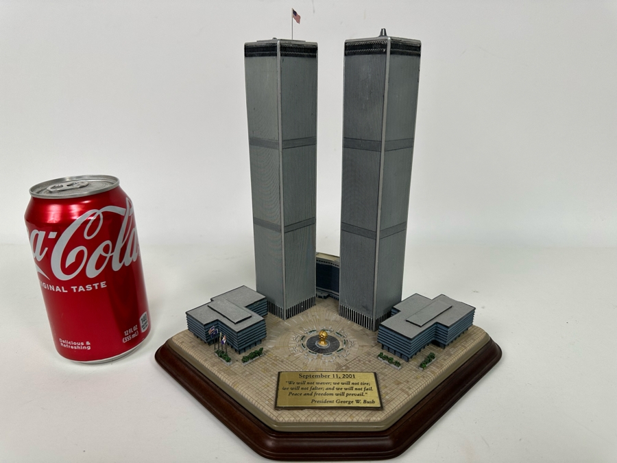 Twin Towers Commemorative Sculpture By The Danbury Mint With Cert 10W X 7D X 9H [Photo 3]