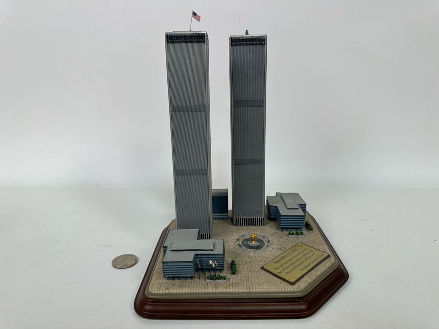 Twin Towers Commemorative Sculpture By The Danbury Mint With Cert 10W X 7D X 9H [Photo 8]