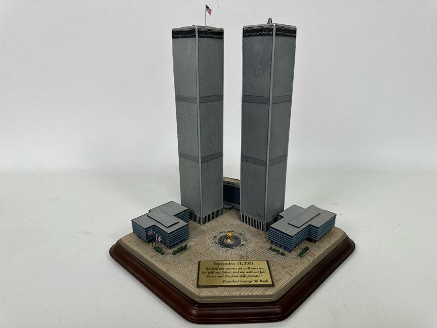 Twin Towers Commemorative Sculpture By The Danbury Mint With Cert 10W X 7D X 9H [Photo 6]