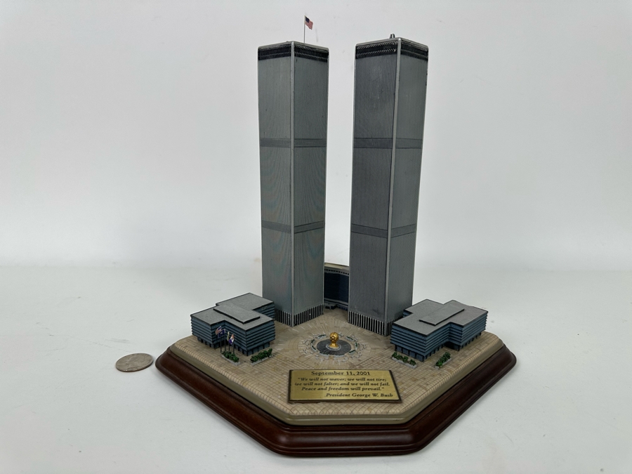 Twin Towers Commemorative Sculpture By The Danbury Mint With Cert 10W X 7D X 9H [Photo 7]