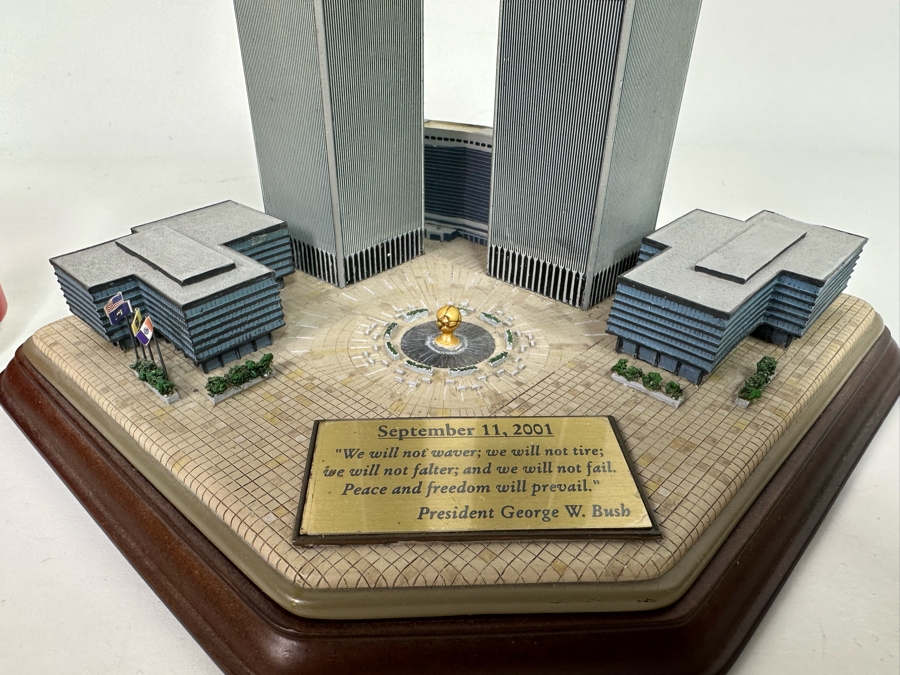 Twin Towers Commemorative Sculpture By The Danbury Mint With Cert 10W X 7D X 9H [Photo 5]