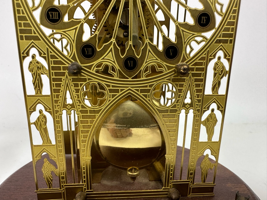 The York Minster Cathedral Skeleton Clock By Franklin Mint 1984 FMCG Franz Hermle Under Glass Dome 7W X 12H [Photo 10]