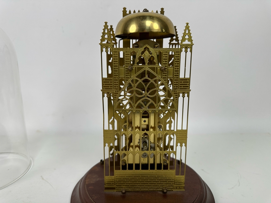 The York Minster Cathedral Skeleton Clock By Franklin Mint 1984 FMCG Franz Hermle Under Glass Dome 7W X 12H [Photo 16]