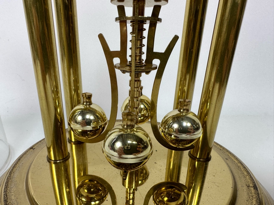 Vintage Elgin S. Haller German Movement Anniversary Clock Under Glass Dome 8W X 11.5H [Photo 12]