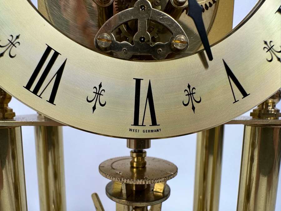 Vintage Elgin S. Haller German Movement Anniversary Clock Under Glass Dome 8W X 11.5H [Photo 11]