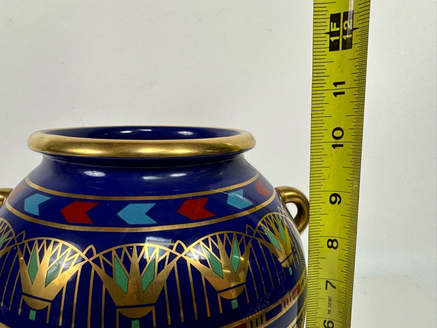 Vintage 1987 Franklin Mint 'The Golden Vase Of Bast' By Roushdy Iskander Garas Hand Decorated With 24K Gold Fine Porcelain Vase With Stand 8W X 10.5H [Photo 18]