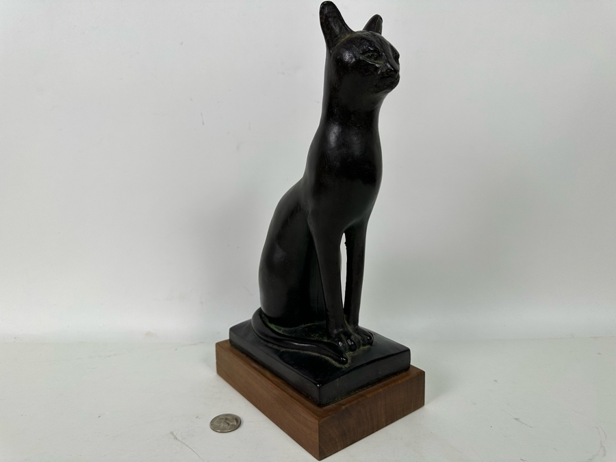 Vintage 1965 Austion Productions Egyptian Cat Goddess Bastet Sculpture 12H [Photo 3]