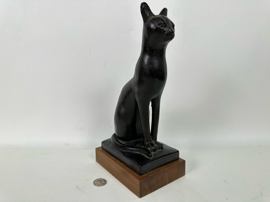 Vintage 1965 Austion Productions Egyptian Cat Goddess Bastet Sculpture 12H [Photo 2]