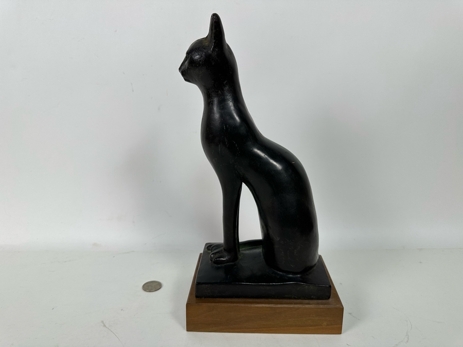 Vintage 1965 Austion Productions Egyptian Cat Goddess Bastet Sculpture 12H [Photo 9]
