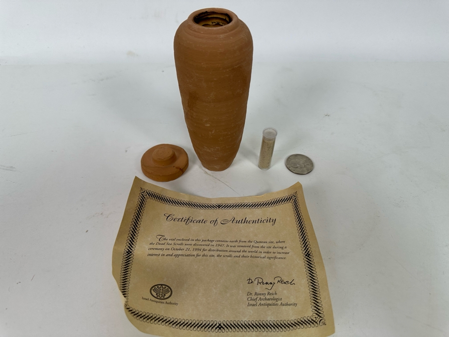 Vial Of Earth From The Qumran Site Where The Dead Sea Scrolls Were
