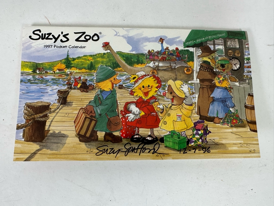 Signed Suzy Spafford Hardcover Children's Book Alphabetical Soup Plus Signed Suzy's Zoo 1997 Pocket Calendar [Photo 11]