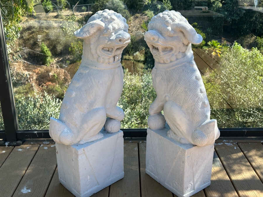 Pair Of Decorative Resin Foo Dog Sculptures  [Photo 1]