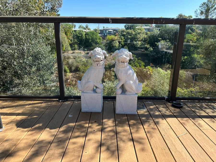 Pair Of Decorative Resin Foo Dog Sculptures  [Photo 5]