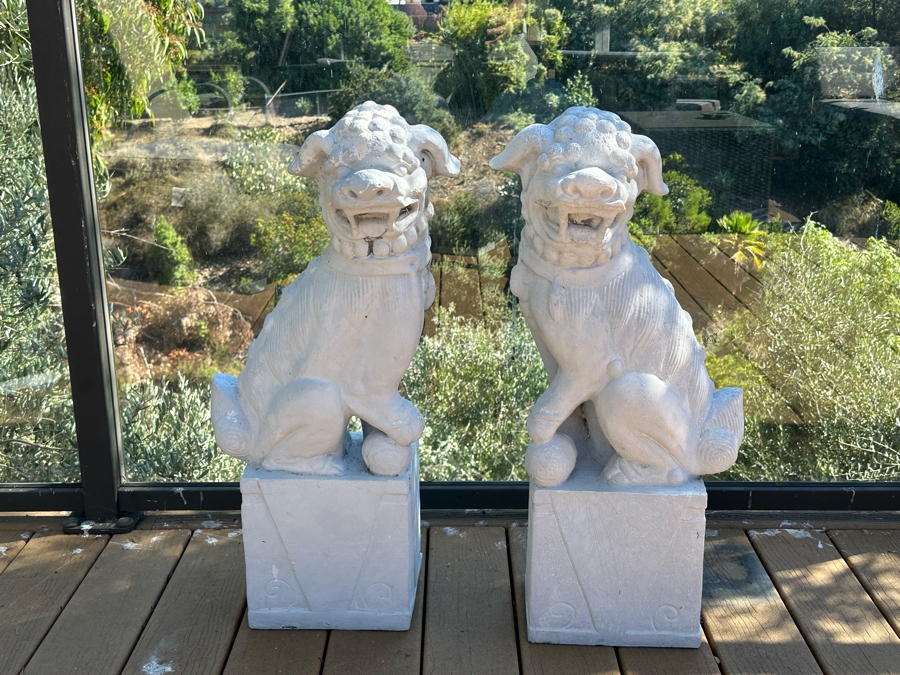 Pair Of Decorative Resin Foo Dog Sculptures  [Photo 3]