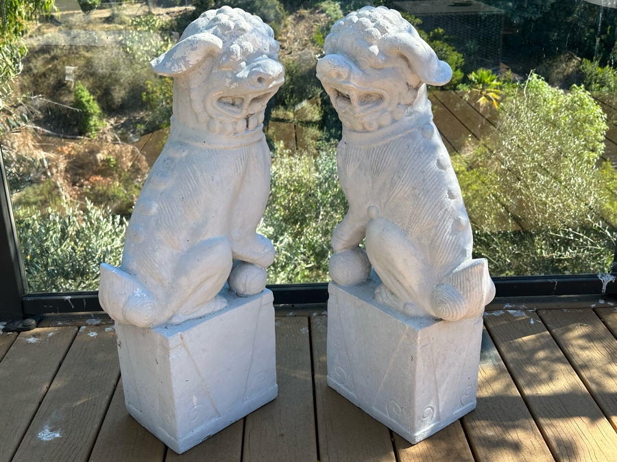 Pair Of Decorative Resin Foo Dog Sculptures