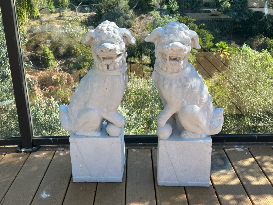 Pair Of Decorative Resin Foo Dog Sculptures