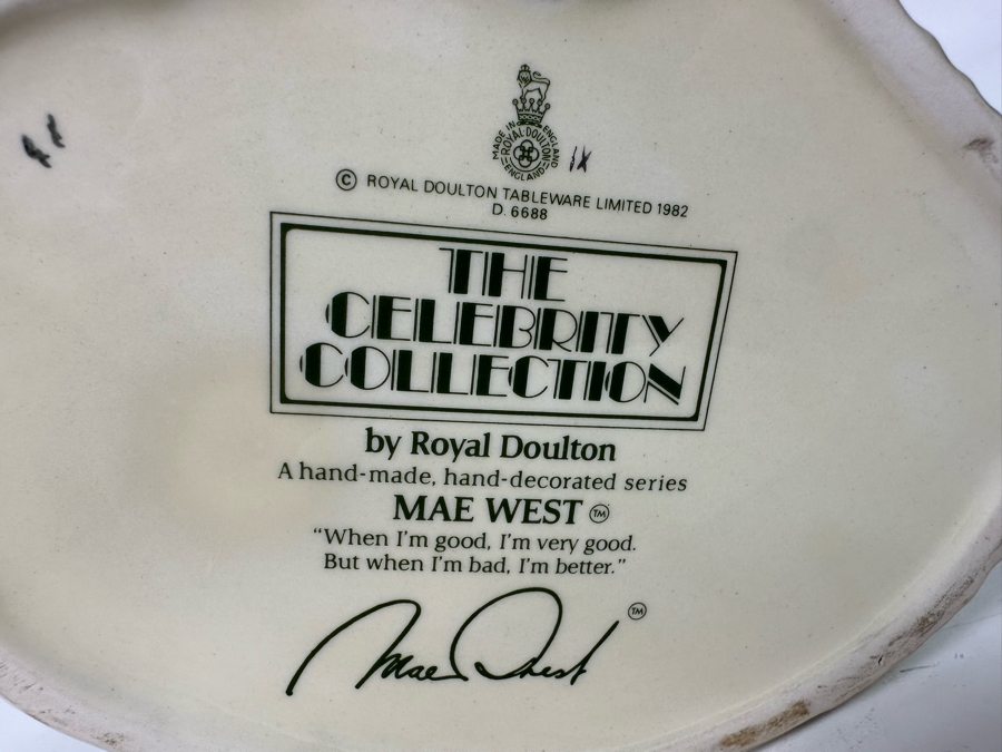 Royal Doulton The Celebrity Collection Character Jug Of Mae West 1982 D 6688 7.5H [Photo 10]