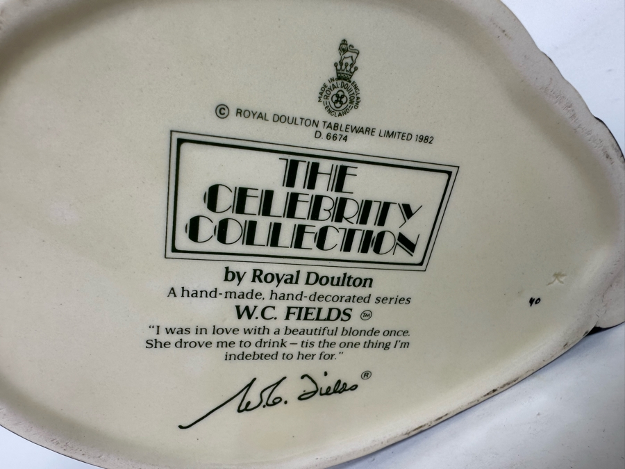 Royal Doulton The Celebrity Collection Character Jug Of W.C. Fields 1982 D 6674 7.5H [Photo 11]