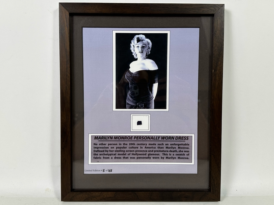 Limited Edition Swatch Of Fabric From A Dress Personally Worn By Marilyn Monroe Numbered 5 Of 25 Framed 10 X 12.5 [Photo 3]