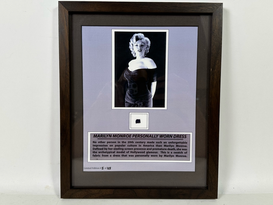 Limited Edition Swatch Of Fabric From A Dress Personally Worn By Marilyn Monroe Numbered 5 Of 25 Framed 10 X 12.5 [Photo 2]
